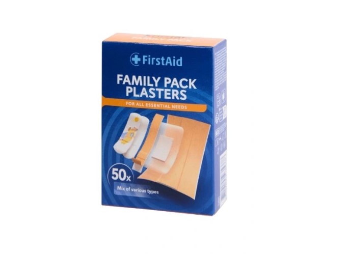 Pflasterset mit FIRST AID Family Box 50 Stück.
